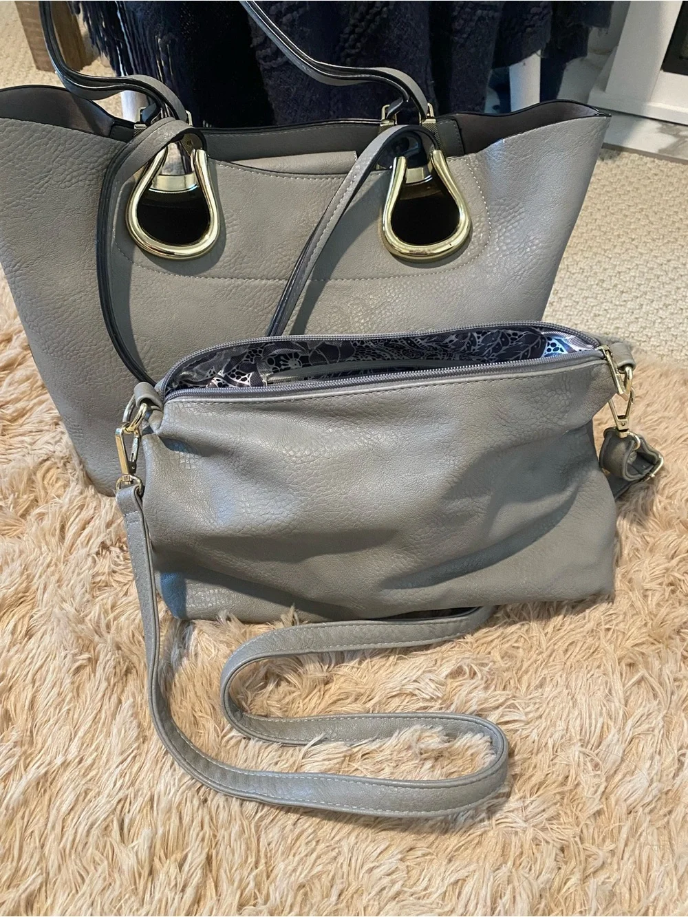 Imoshion Gray Tote w/Gold Accent + bonus bag